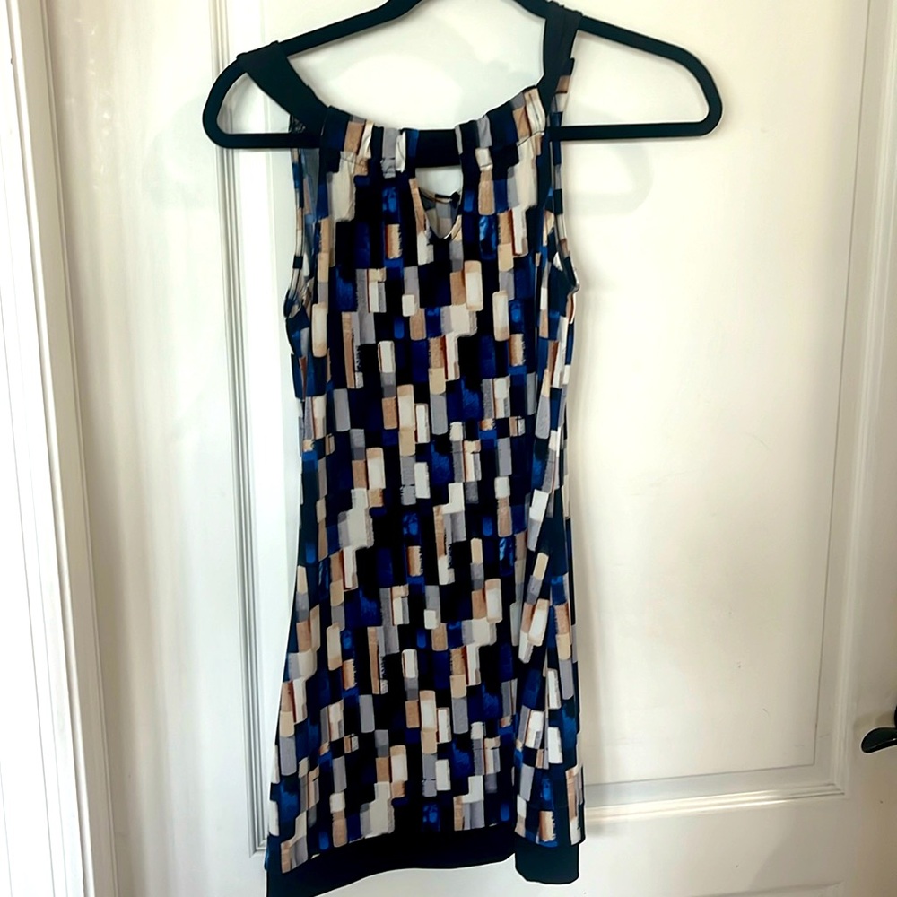 Chicos multicolored, black and blue long tank Women’s top XXS